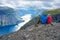 Blue lake in Norway near Trolltunga