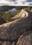 blue lake among the Spruce green forest. The nature of the Karelian Isthmus and the rocks of the Triangular Lake, view from the to