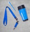 Blue Lanyard Neck Strap with Metal Lobster Clip and Safety Breakaway Clasp, blue thermo mug, blue pen