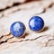 Blue Lapis Lazuli Stud Earrings With Gentle Tones - Realistic Watercolor