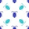 Blue Larva insect icon isolated seamless pattern on white background. Vector