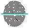Blue laser scanning fingerprint. Data protection icon