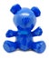 Blue latex toy bear isolated on white background