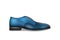 Blue leather boot realistic. Classic man shoe for formal business outfit. Oxford boot for dress code