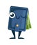 Blue leather wallet with cards and cash, mascot. Closed wallet. Pockets for credit cards and paper money. Flat  illustration