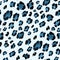 Blue leopard spots. Watercolor seamless pattern