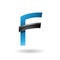 Blue Letter F with Black Glossy Stick isolated on a White Background