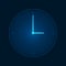 Blue light clock dial symbol on dark background.