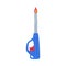 Blue Lighter with Handle as Portable Device for Igniting Cigarette and Generating Flame Vector Illustration