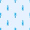 Blue line Adhesive roller for cleaning clothes icon isolated seamless pattern on grey background. Getting rid of debris