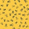 Blue line Airdrop box icon isolated seamless pattern on yellow background. Vector