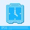 Blue line Alarm clock icon isolated on grey background. Wake up, get up concept. Time sign. Vector