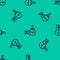 Blue line Angle grinder icon isolated seamless pattern on green background. Vector Illustration
