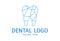 Blue Line Art Low Poly Abstract Dental Tooth Clinic Line Logo Design