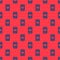 Blue line Backgammon board icon isolated seamless pattern on red background. Vector