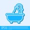 Blue line Bathtub icon isolated on grey background. Vector