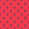 Blue line Beetle deer icon isolated seamless pattern on red background. Horned beetle. Big insect. Vector