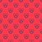 Blue line Bellboy hat icon isolated seamless pattern on red background. Hotel resort service symbol. Vector
