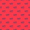 Blue line Biathlon rifle icon isolated seamless pattern on red background. Ski gun. Vector