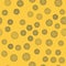 Blue line Bicycle sprocket crank icon isolated seamless pattern on yellow background. Vector