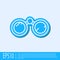 Blue line Binoculars icon isolated on grey background. Find software sign. Spy equipment symbol. Vector Illustration.