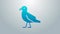 Blue line Bird seagull icon isolated on grey background. 4K Video motion graphic animation