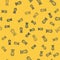 Blue line Blender icon isolated seamless pattern on yellow background. Kitchen electric stationary blender with bowl