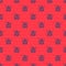 Blue line Cable car icon isolated seamless pattern on red background. Funicular sign. Vector