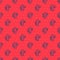 Blue line Cactus icon isolated seamless pattern on red background. Vector Illustration