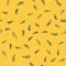 Blue line Calliper or caliper and scale icon isolated seamless pattern on yellow background. Precision measuring tools