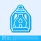 Blue line Camping lantern icon isolated on grey background. Vector