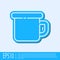 Blue line Camping metal mug icon isolated on grey background. Vector Illustration