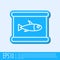 Blue line Canned fish icon isolated on grey background. Vector.