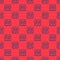 Blue line Canned fish icon isolated seamless pattern on red background. Vector