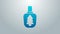 Blue line Canteen water bottle icon isolated on grey background. Tourist flask icon. Jar of water use in the campaign