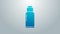 Blue line Canteen water bottle icon isolated on grey background. Tourist flask icon. Jar of water use in the campaign