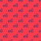 Blue line Car transporter truck for transportation of car icon isolated seamless pattern on red background. Vector