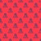 Blue line Cargo ship icon isolated seamless pattern on red background. Vector