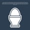 Blue line Chicken egg on a stand icon isolated on blue background. Vector