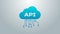 Blue line Cloud api interface icon isolated on grey background. Application programming interface API technology