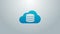 Blue line Cloud database icon isolated on grey background. Cloud computing concept. Digital service or app with data