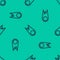 Blue line Comet falling down fast icon isolated seamless pattern on green background. Vector Illustration