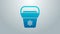 Blue line Cooler bag icon isolated on grey background. Portable freezer bag. Handheld refrigerator. 4K Video motion