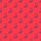 Blue line Cowboy boot icon isolated seamless pattern on red background. Vector Illustration