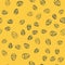 Blue line Cracked egg icon isolated seamless pattern on yellow background. Happy Easter. Vector Illustration