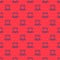 Blue line Cylinder hat icon isolated seamless pattern on red background. Vector