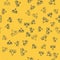 Blue line Deforestation icon isolated seamless pattern on yellow background. Chopping forest, destruction of wood