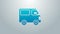 Blue line Delivery cargo truck vehicle icon isolated on grey background. 4K Video motion graphic animation