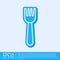 Blue line Disposable plastic fork icon isolated on grey background. Vector Illustration