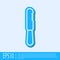 Blue line Disposable plastic knife icon isolated on grey background. Vector Illustration